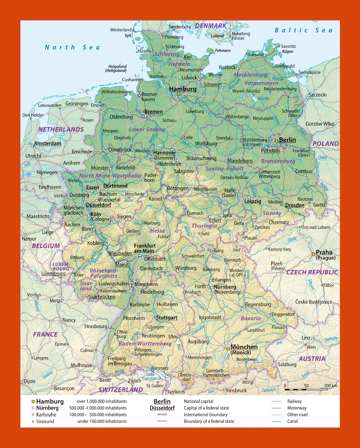 Elevation map of Germany