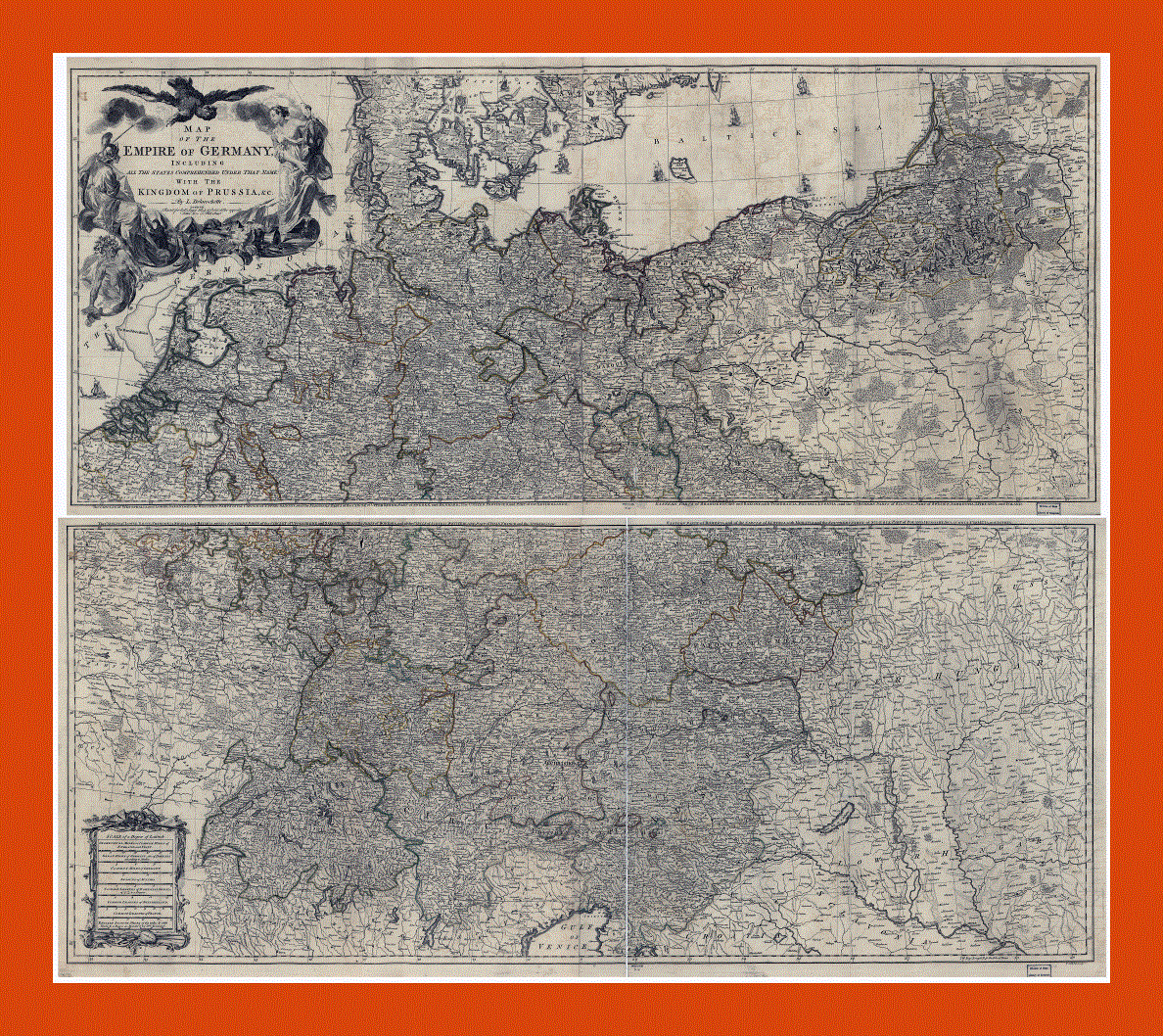 Old map of the Empire of Germany - 1782