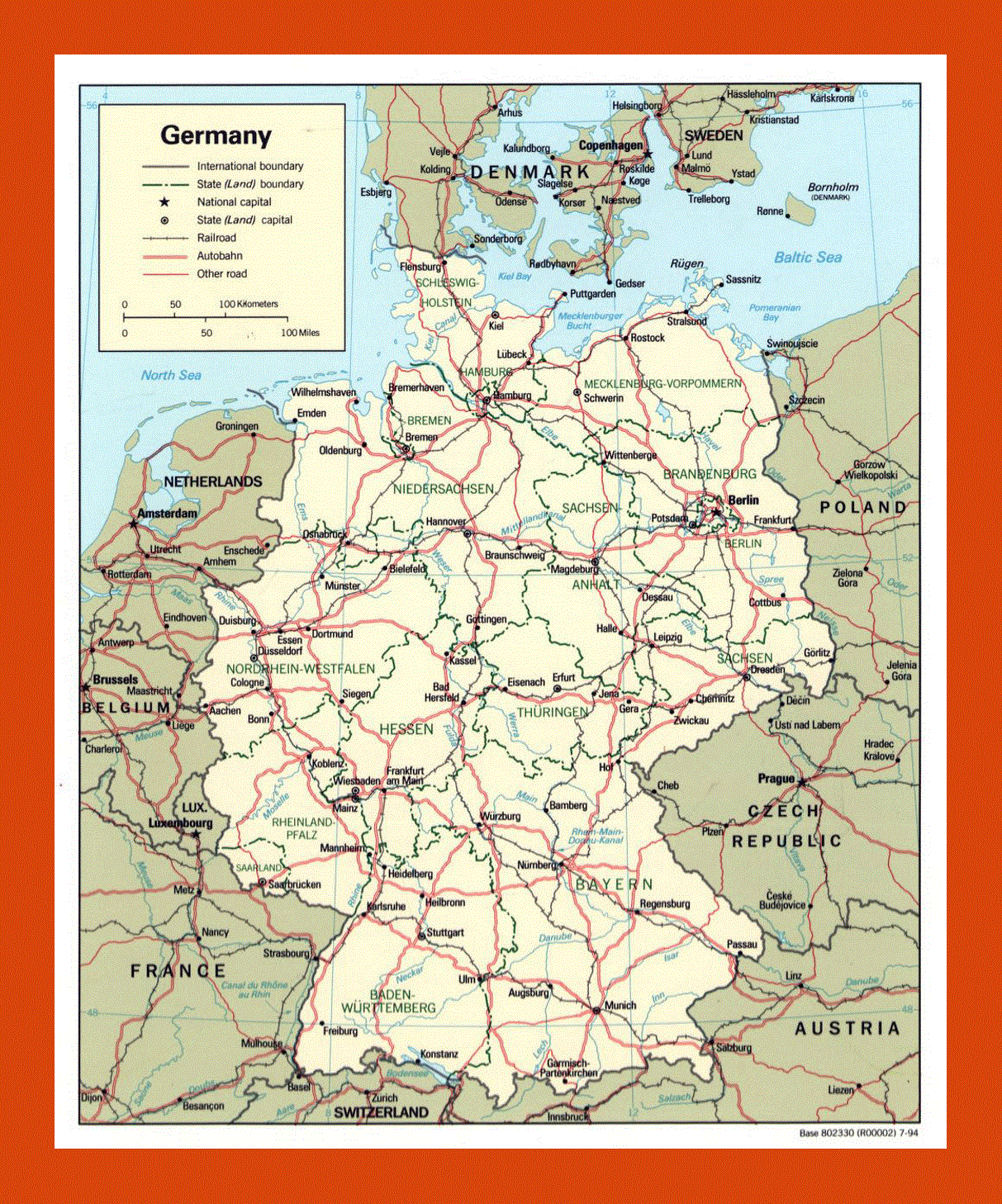 Political and administrative map of Germany - 1994