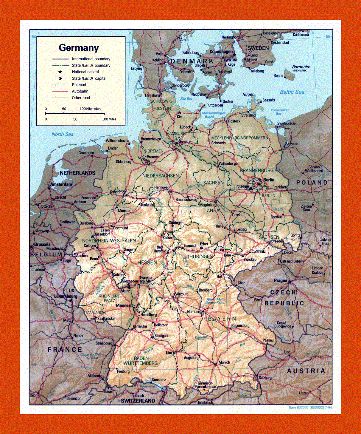 Political and administrative map of Germany - 1994