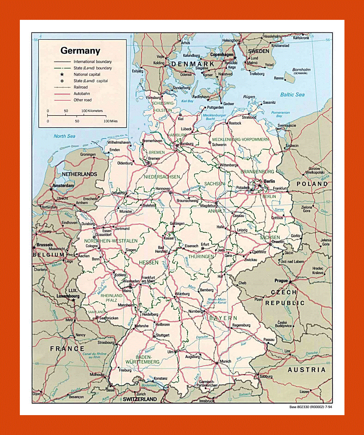 Political and administrative map of Germany - 1994