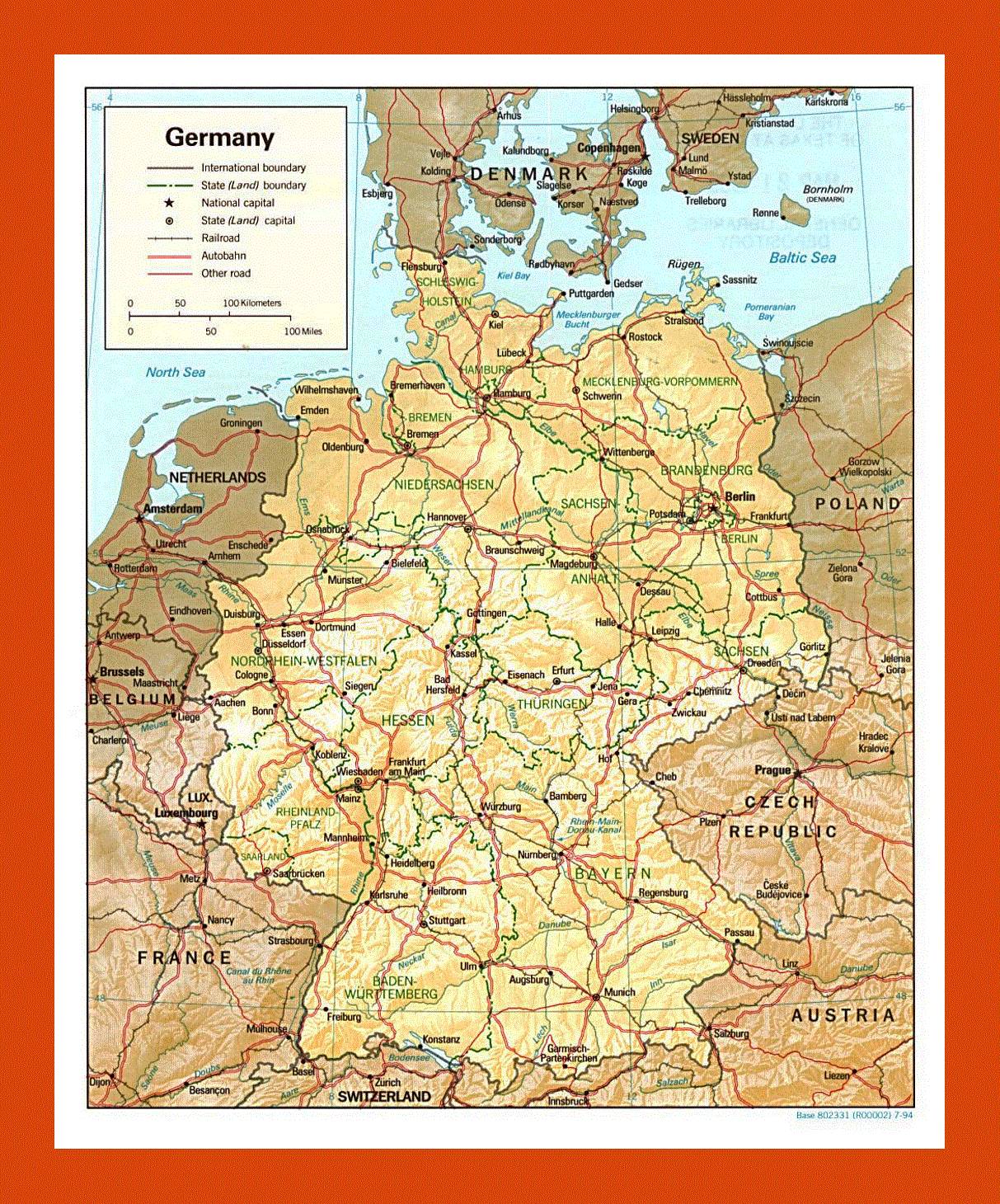 Political and administrative map of Germany - 1994