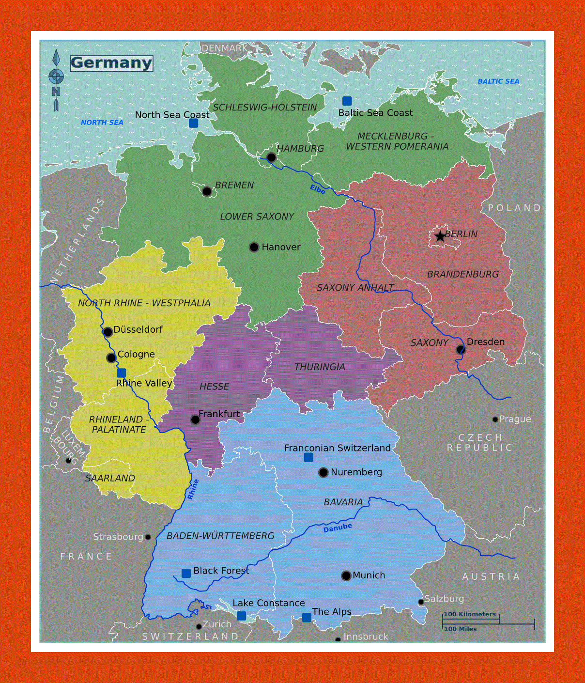 Regions map of Germany