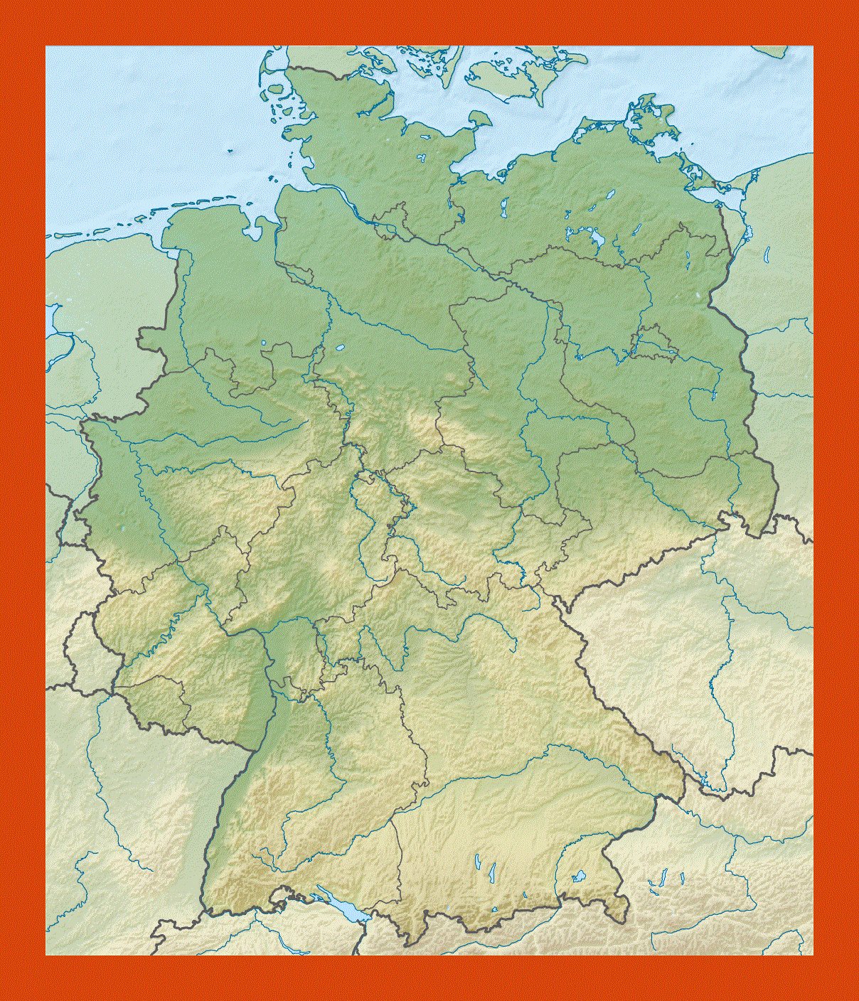 Relief map of Germany