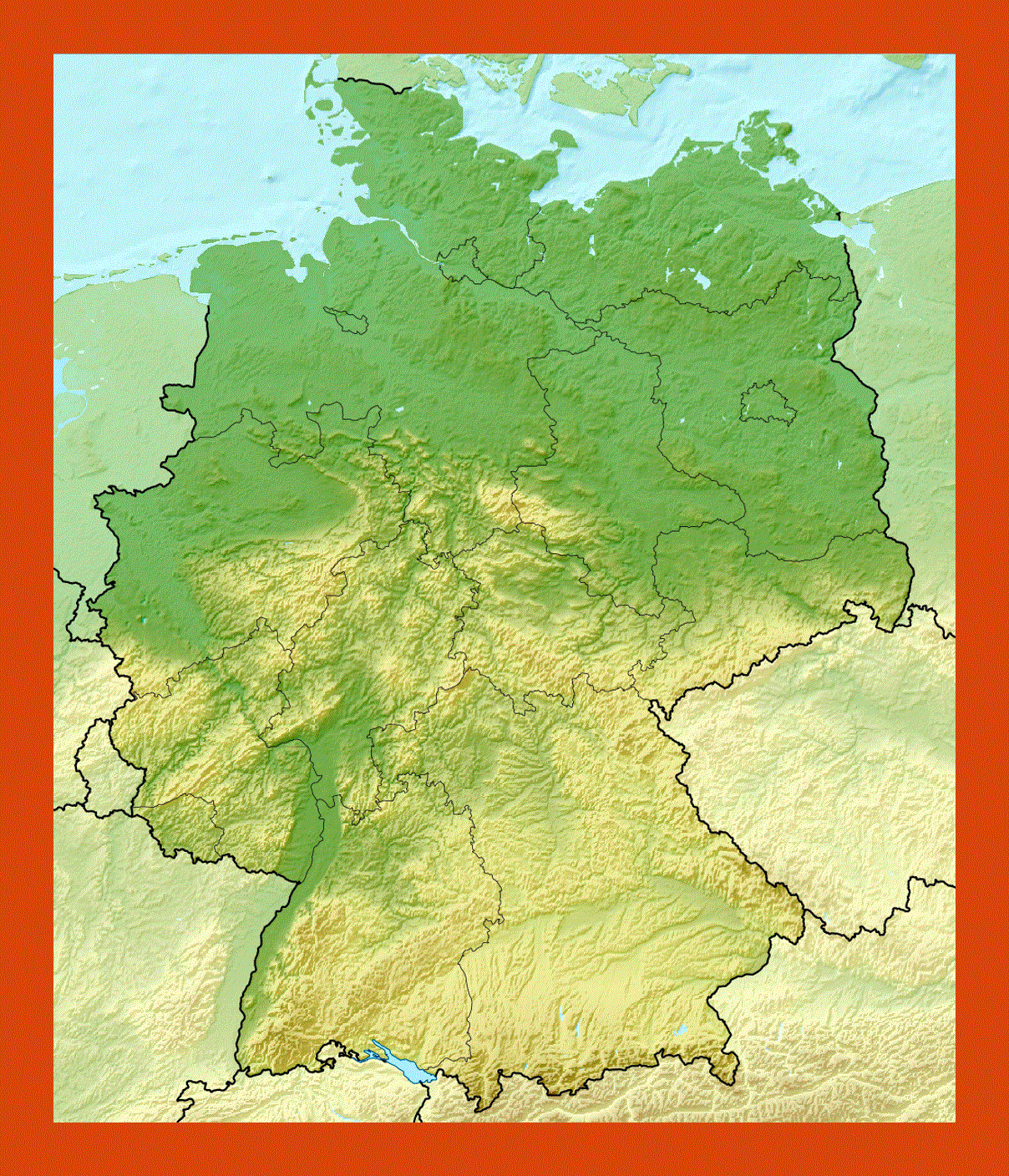 Relief map of Germany