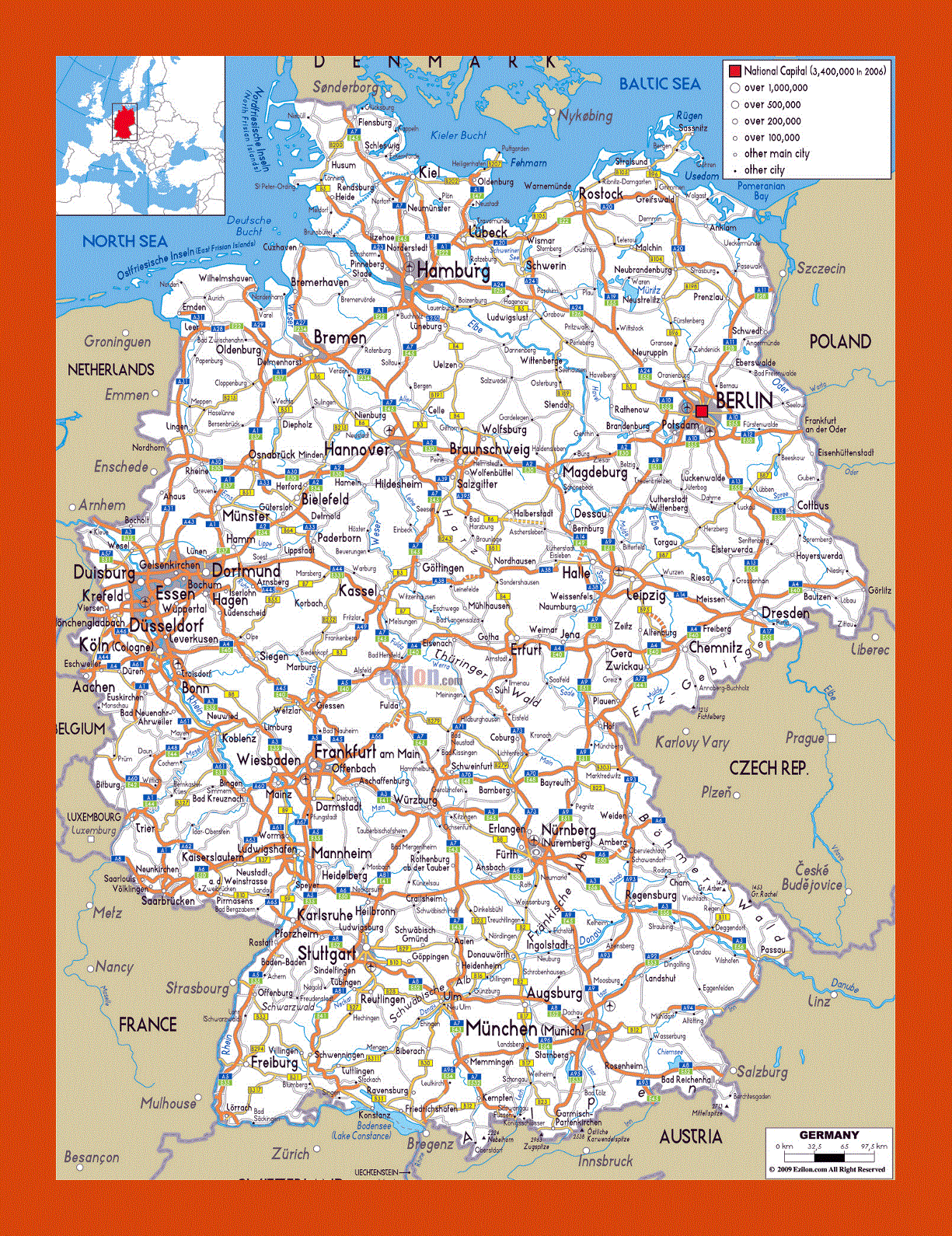 Road map of Germany