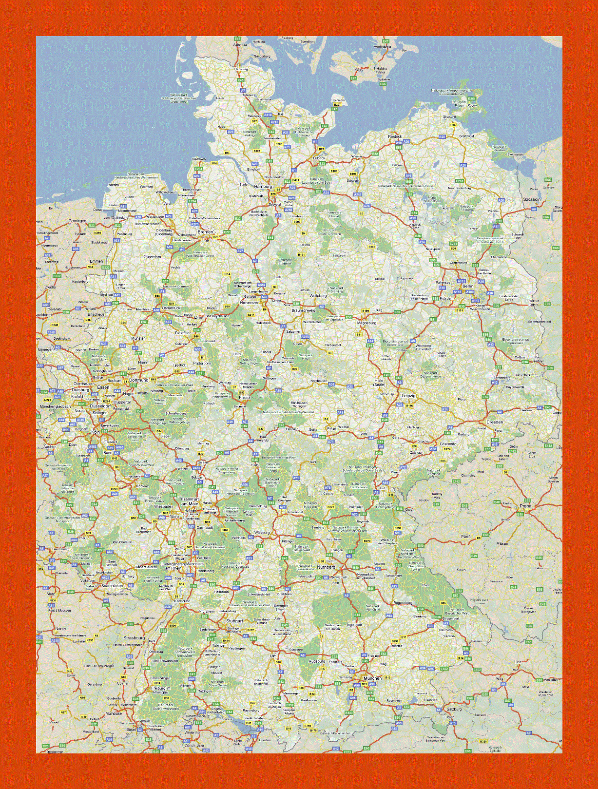 Road map of Germany