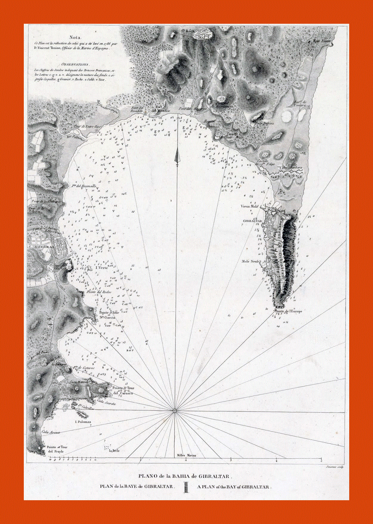 Old map of Gibraltar - 1786