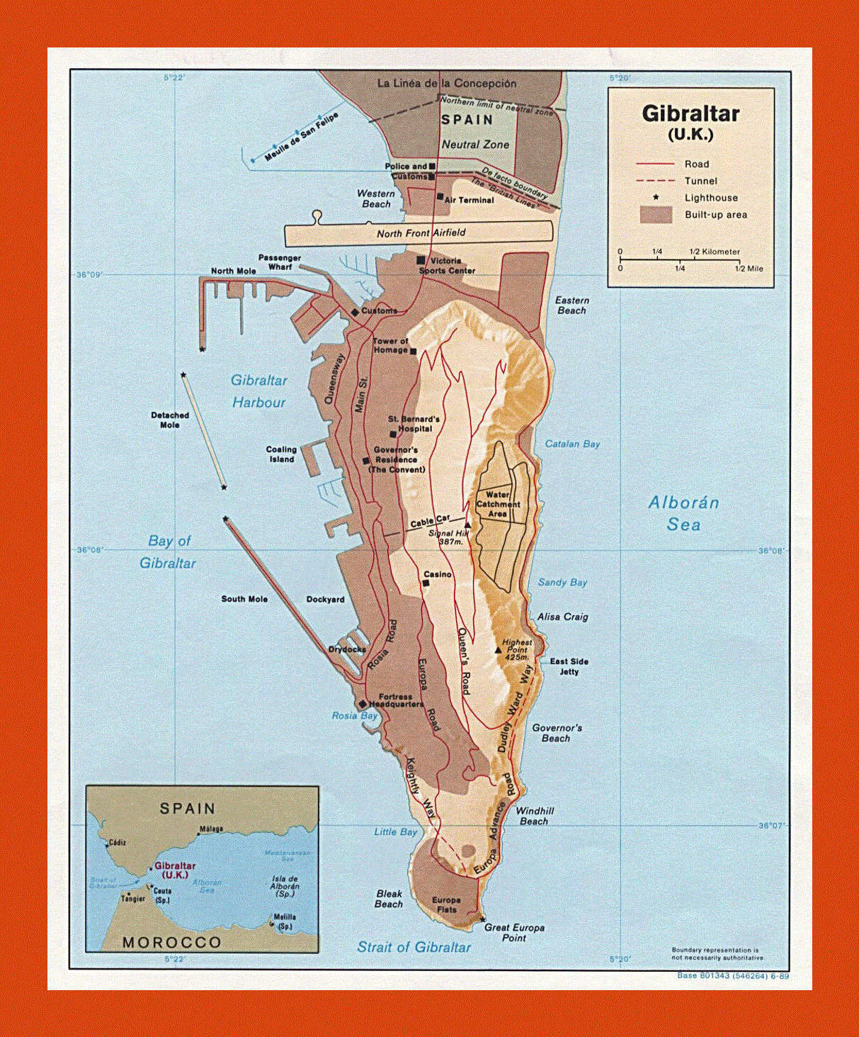 Political map of Gibraltar - 1989