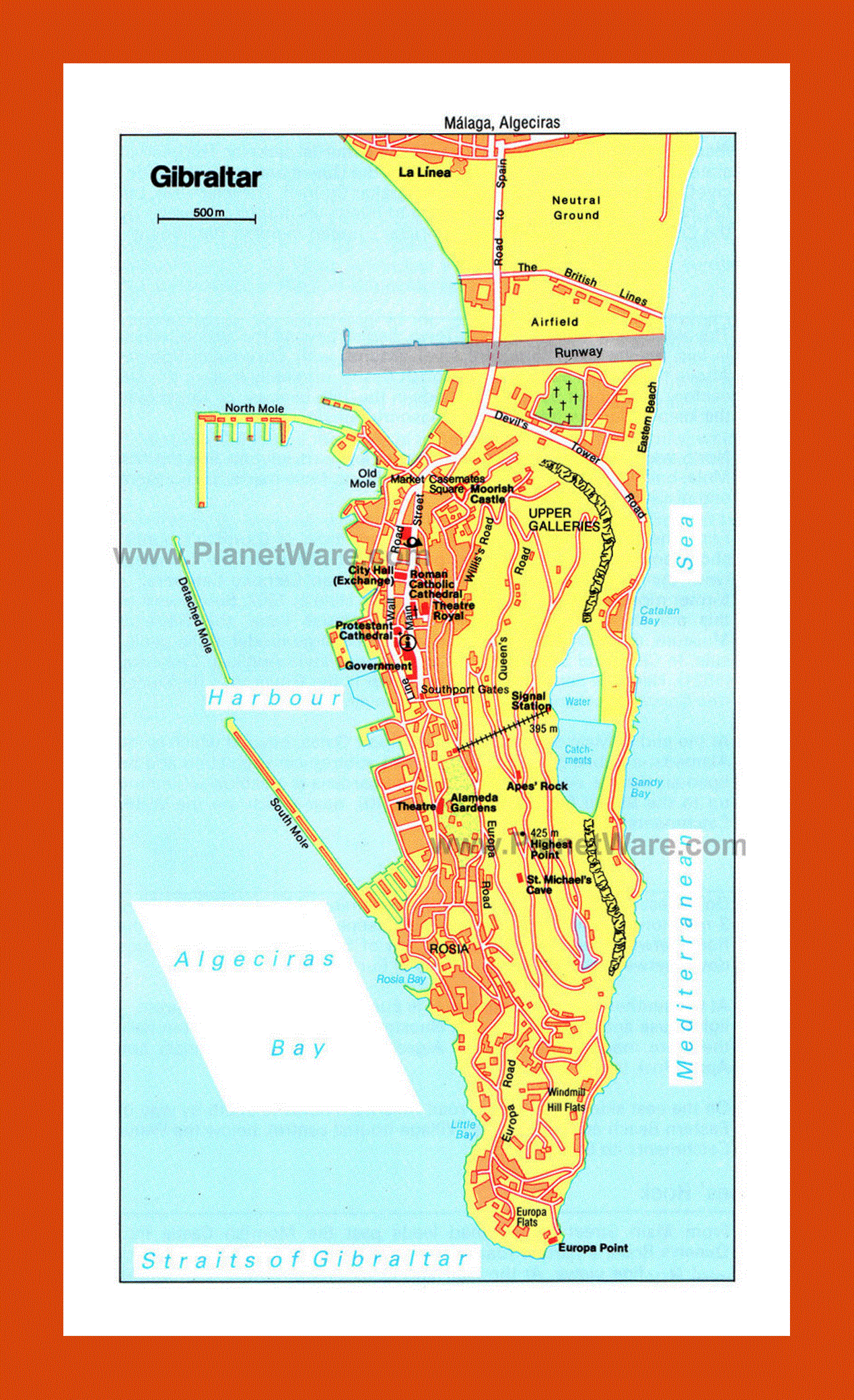 Road map of Gibraltar