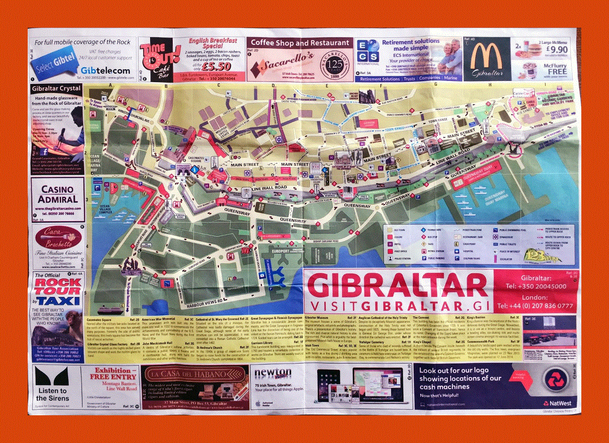 Tourist map of Gibraltar city