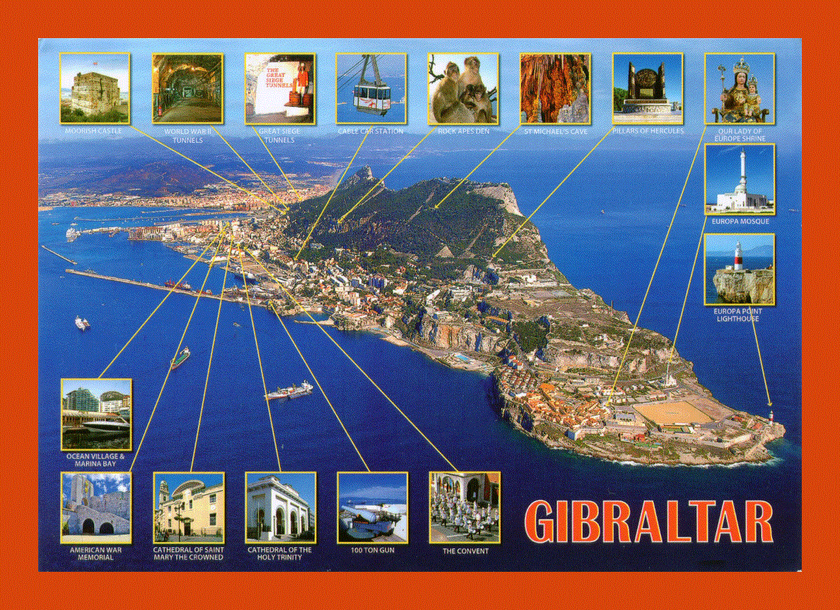 Tourist panoramic map of Gibraltar