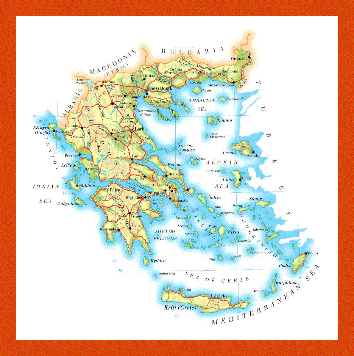 Elevation map of Greece