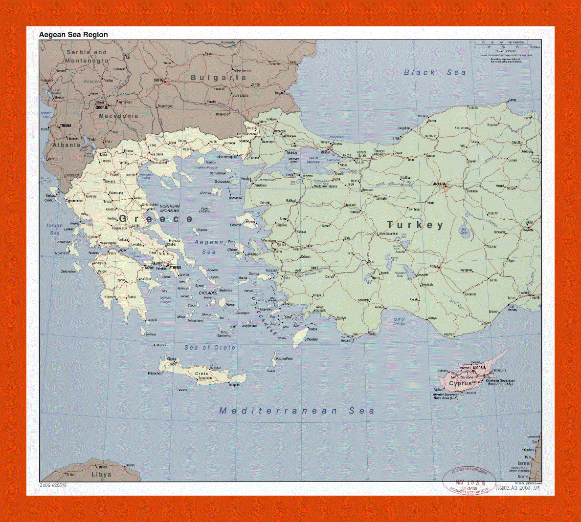 Map of Aegean Sea region - 2006