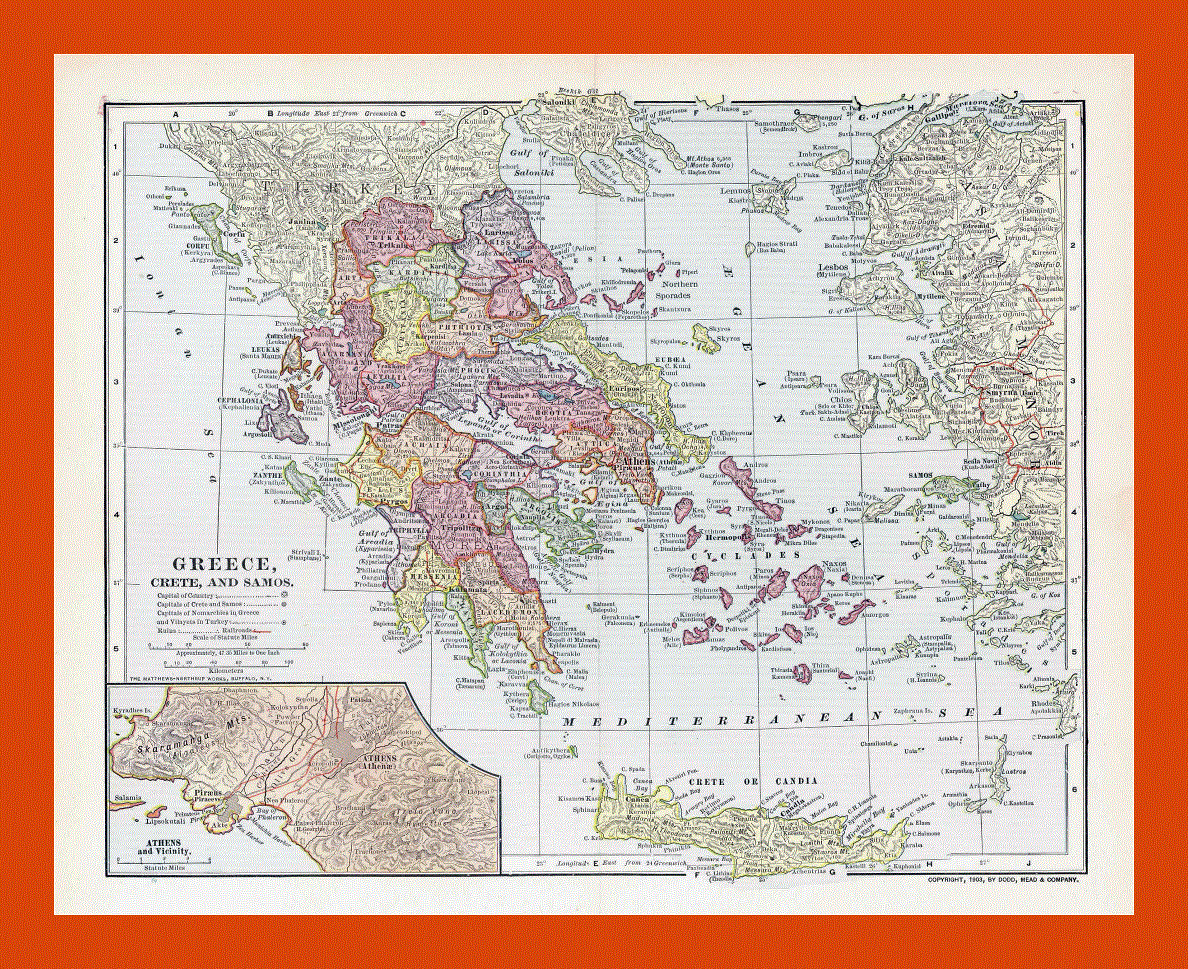 Old political and administrative map of Greece - 1903