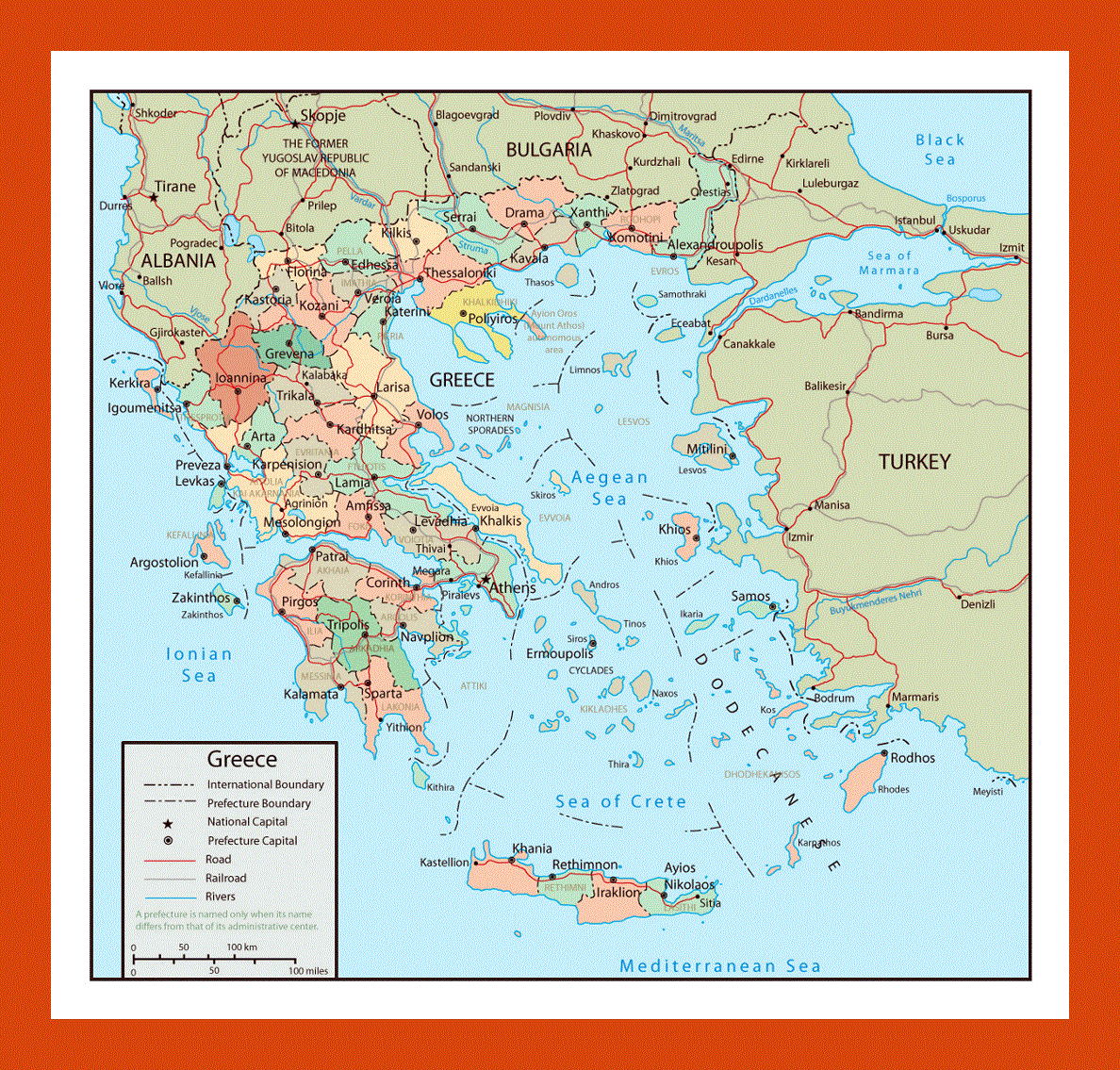 Political and administrative map of Greece