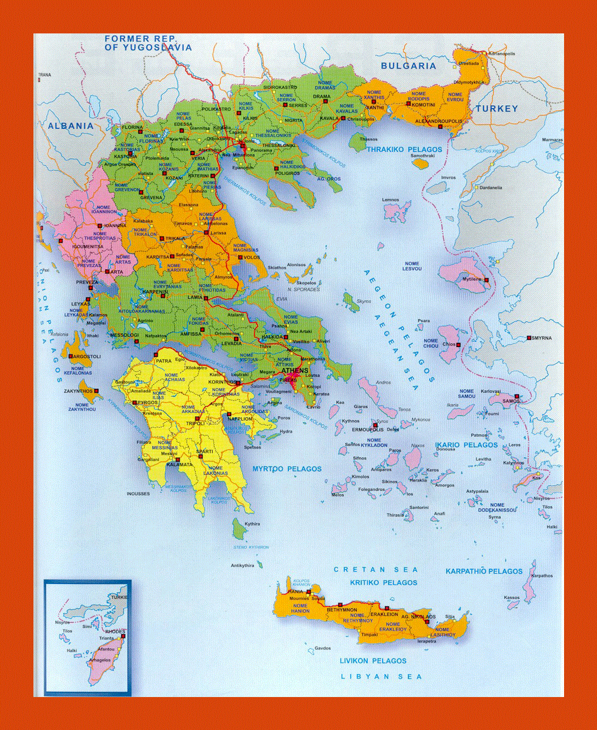 Political and administrative map of Greece