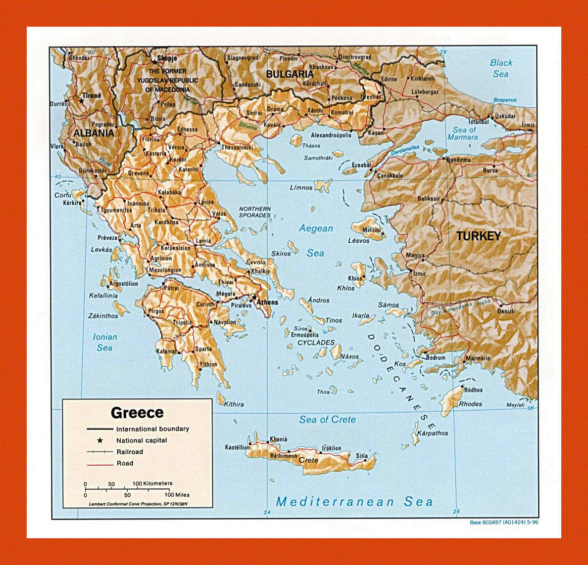 Political map of Greece - 1996