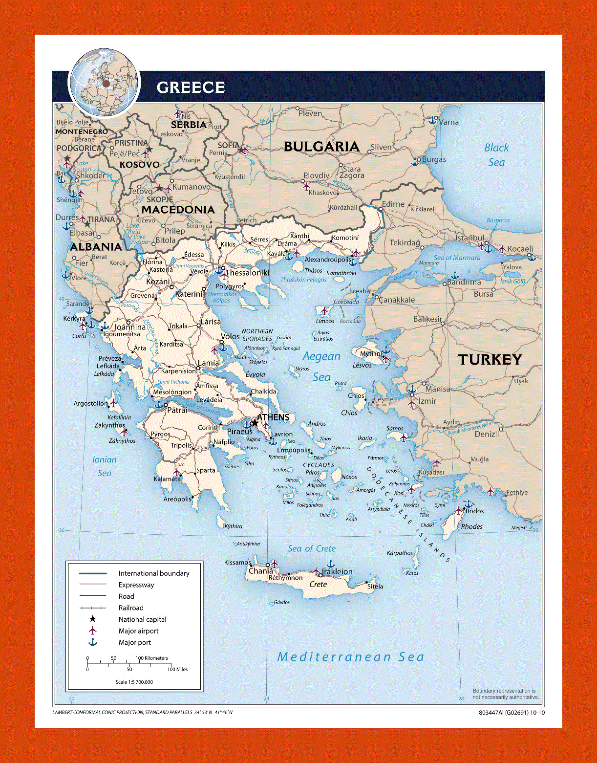 Political map of Greece - 2010