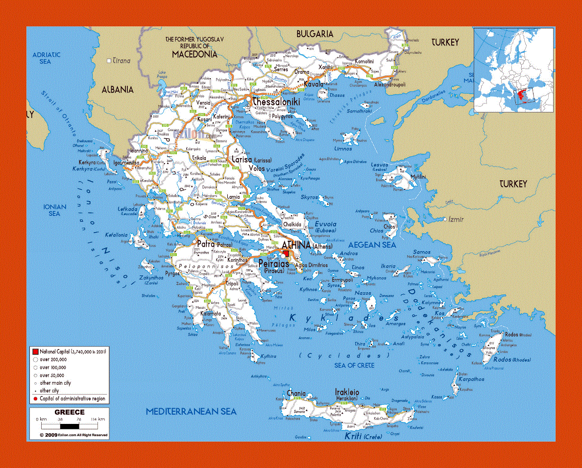 Road map of Greece