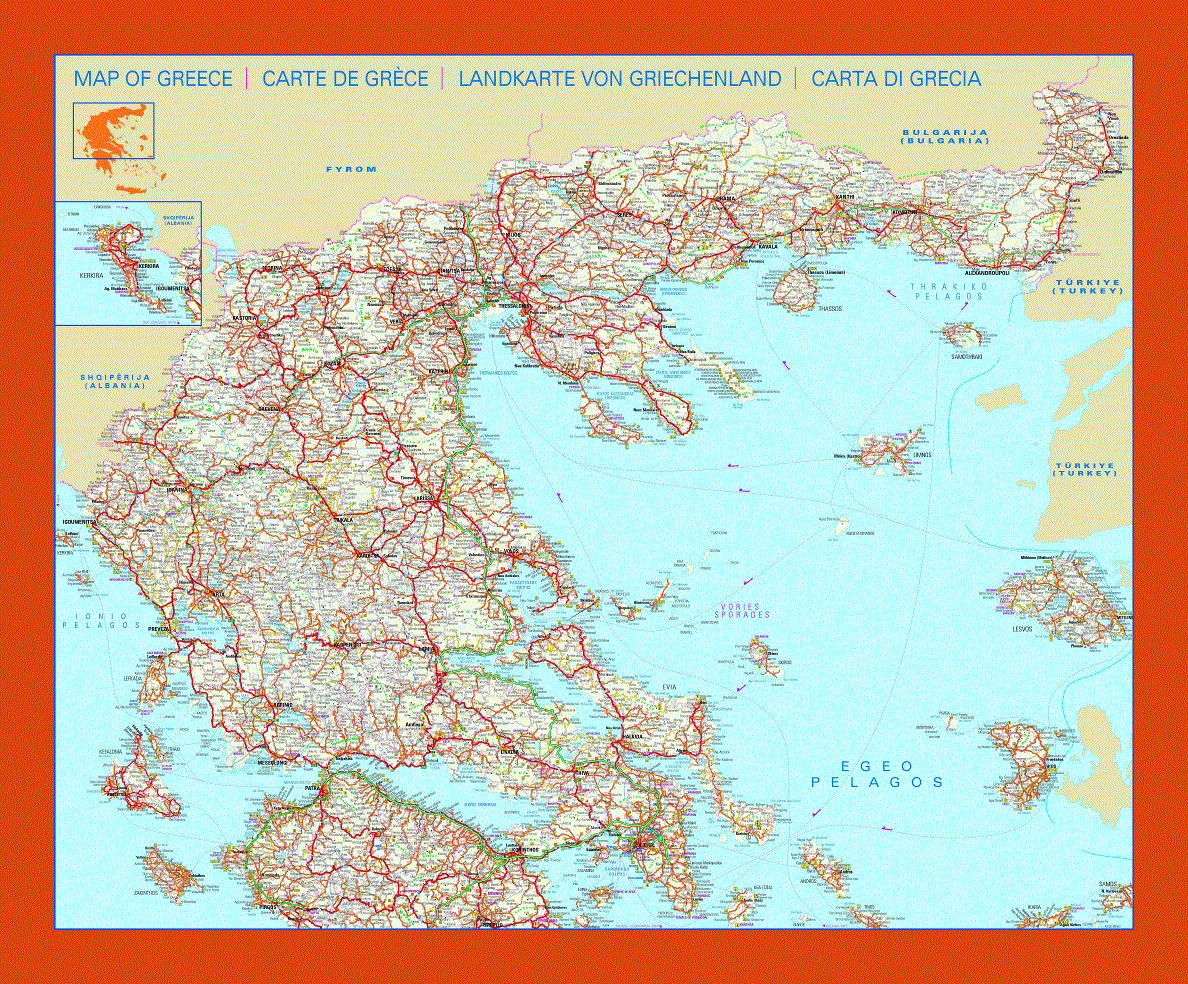 Road map of Greece