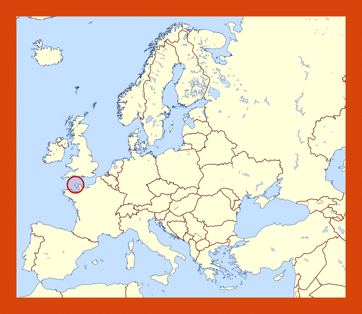 Location map of Guernsey in Europe