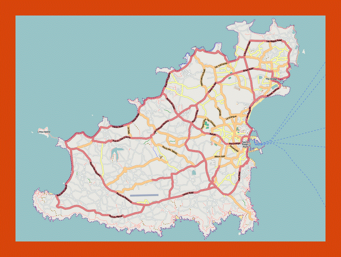 Road map of Guernsey