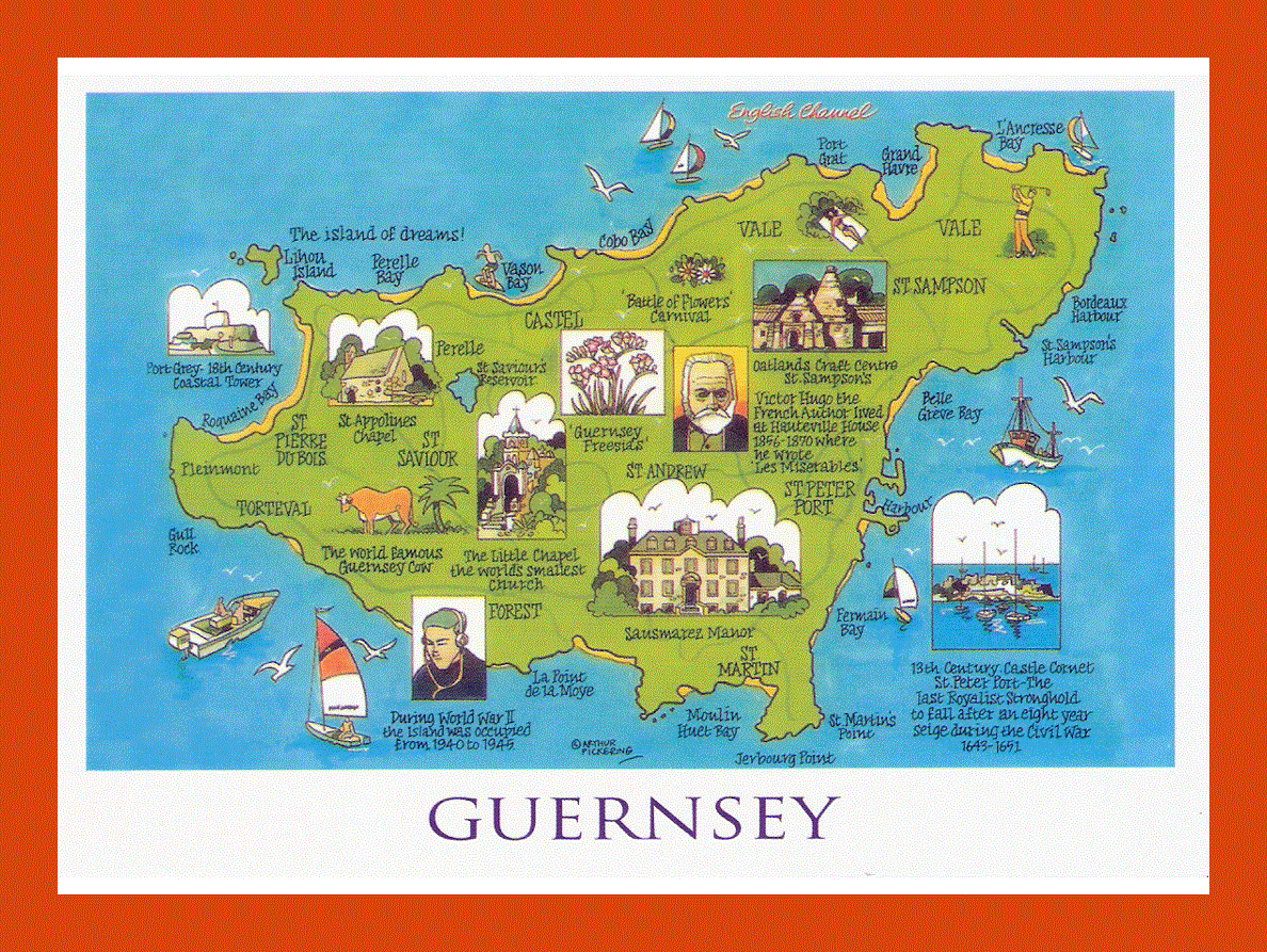 Tourist illustrated map of Guernsey