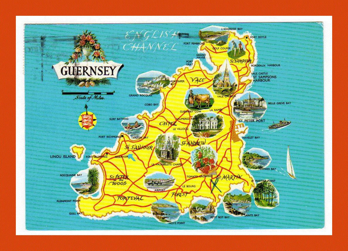 Tourist illustrated map of Guernsey