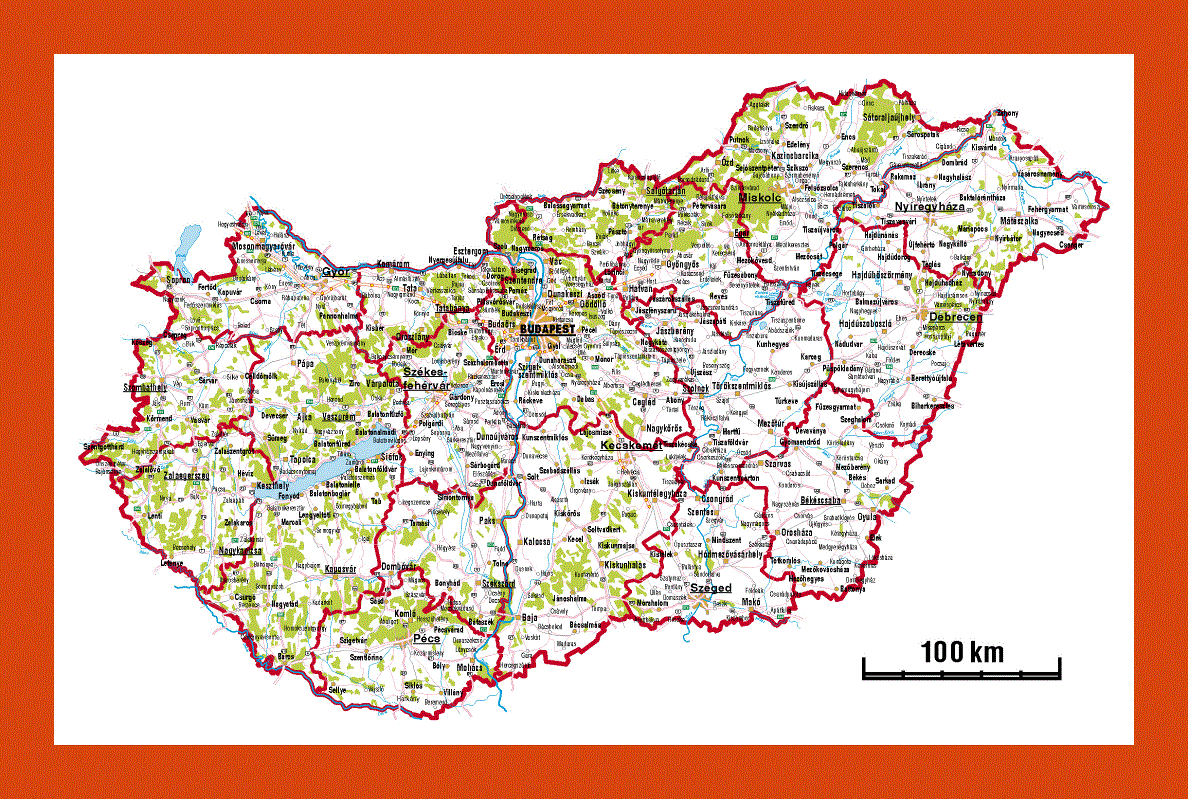 Administrative map of Hungary