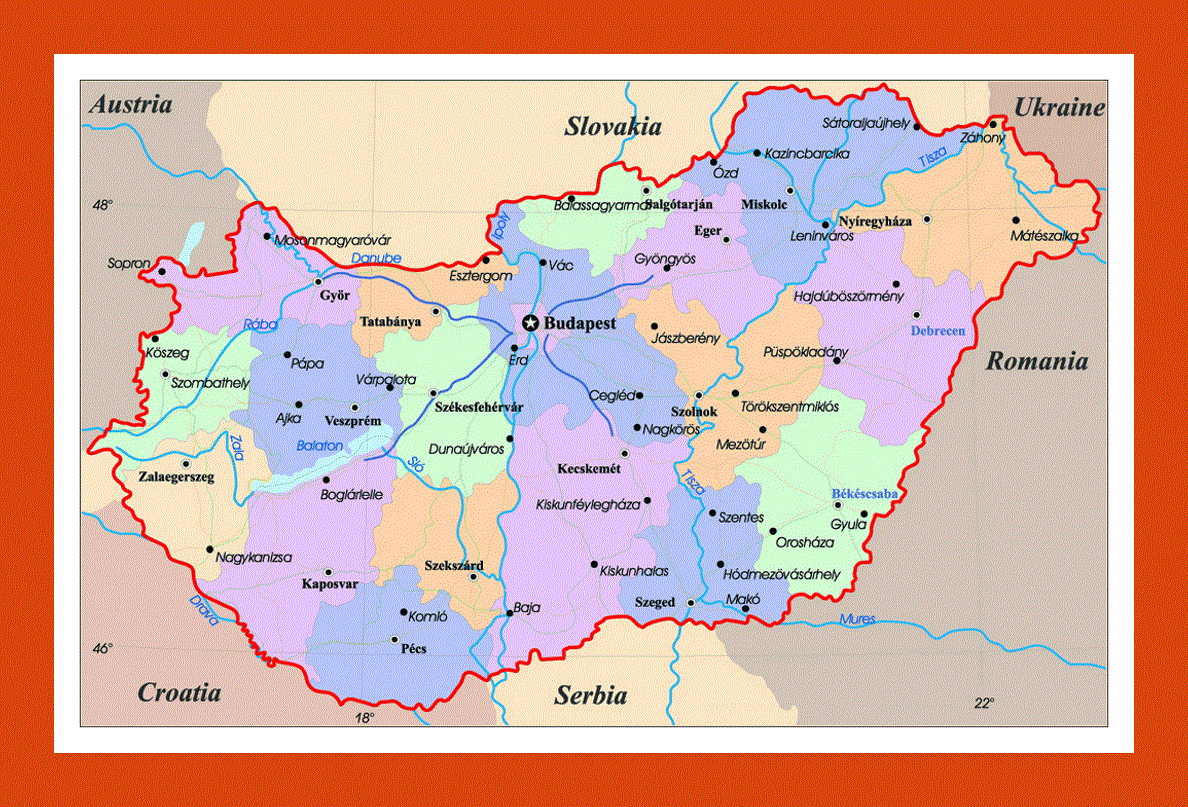 Administrative map of Hungary