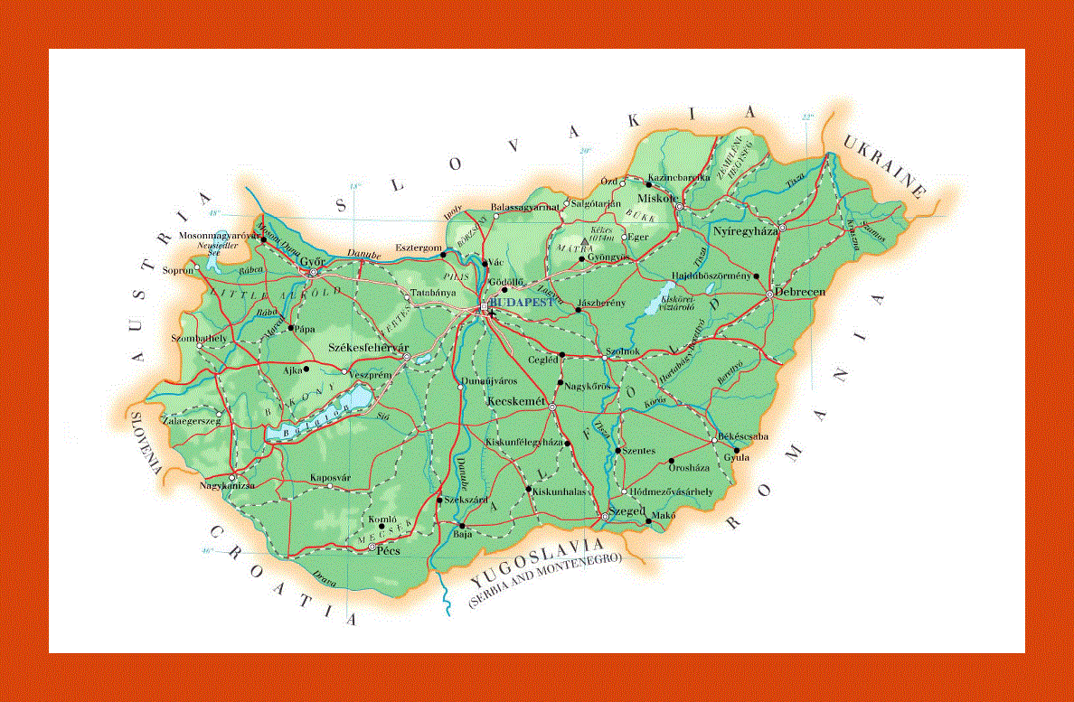 Elevation map of Hungary