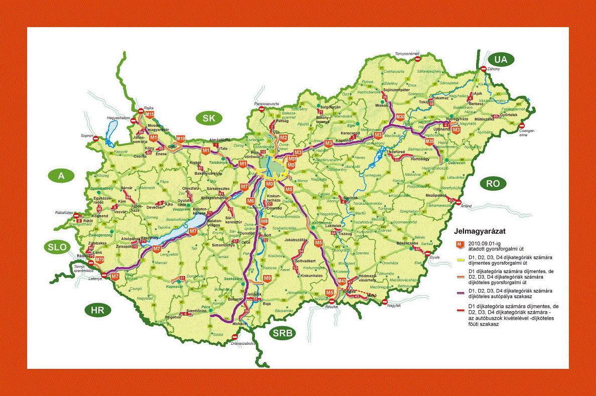 Highways map of Hungary