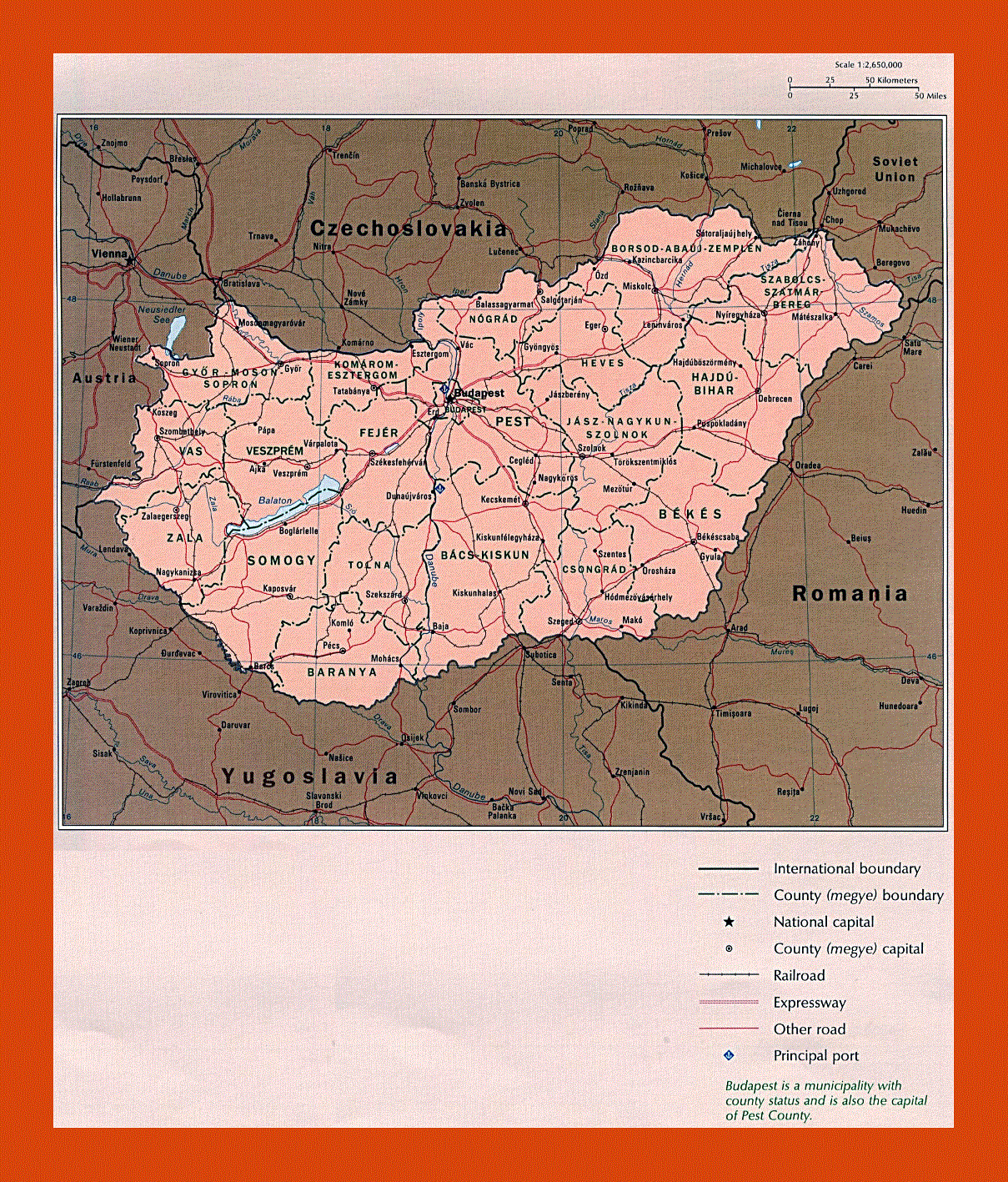 Political and administrative map of Hungary