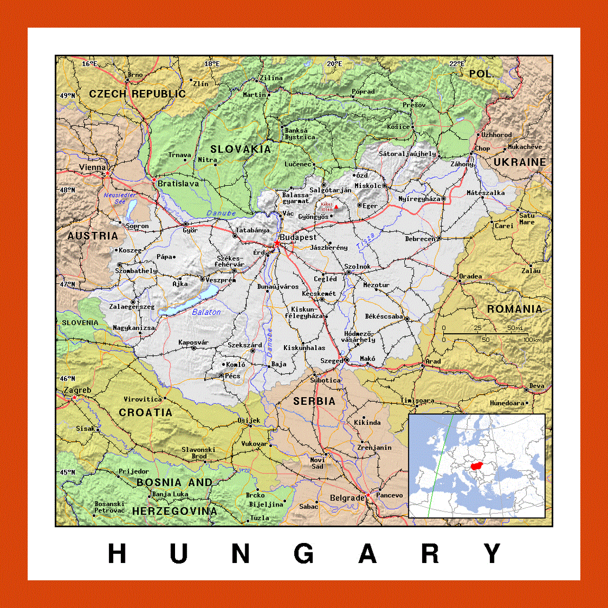 Political map of Hungary