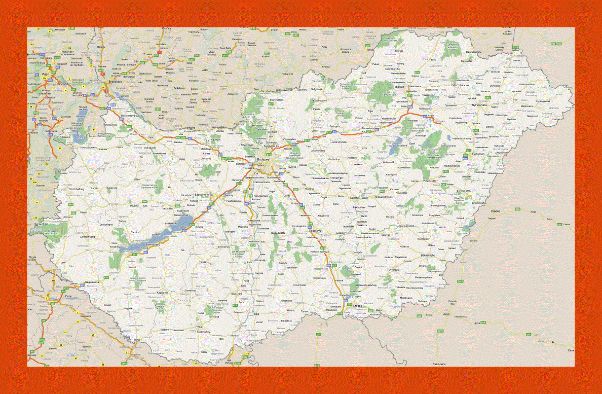 Road map of Hungary