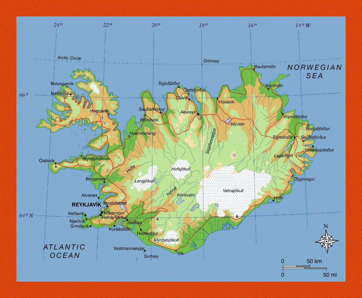 Elevation map of Iceland
