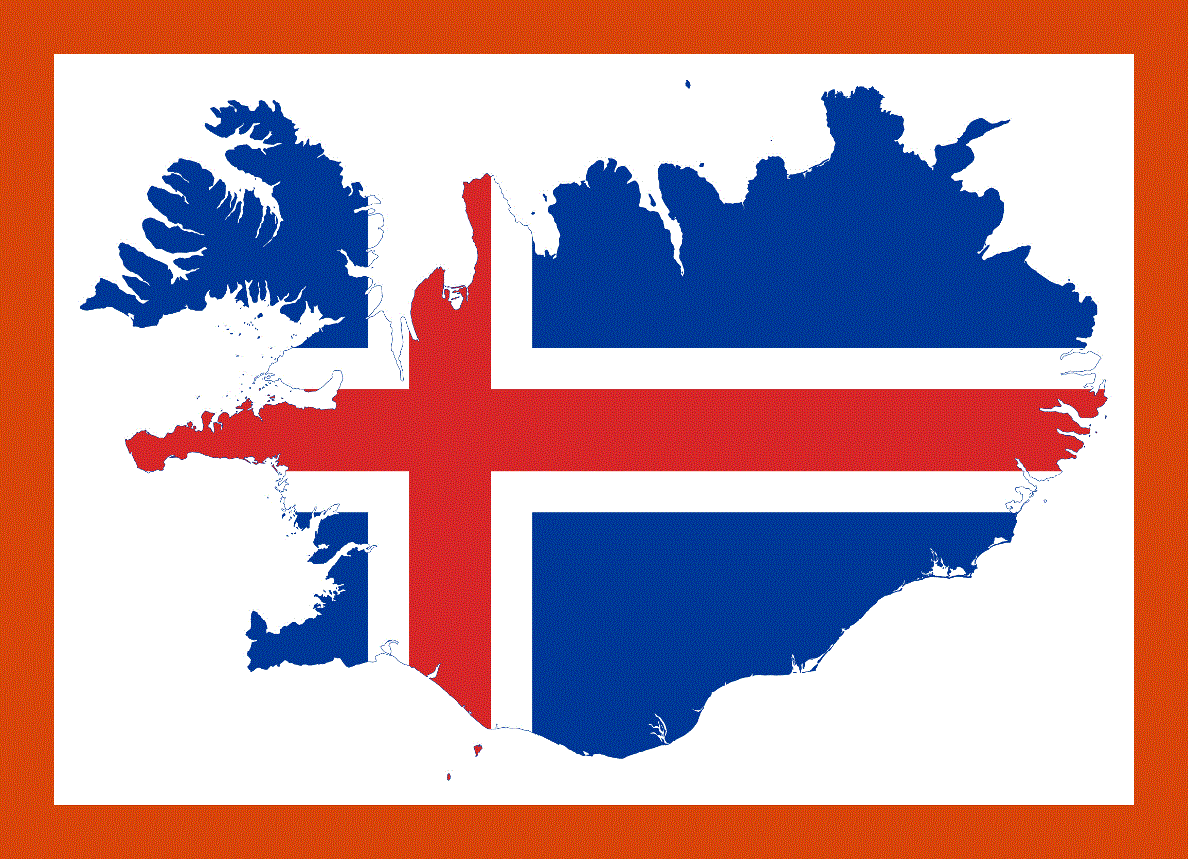 Flag map of Iceland