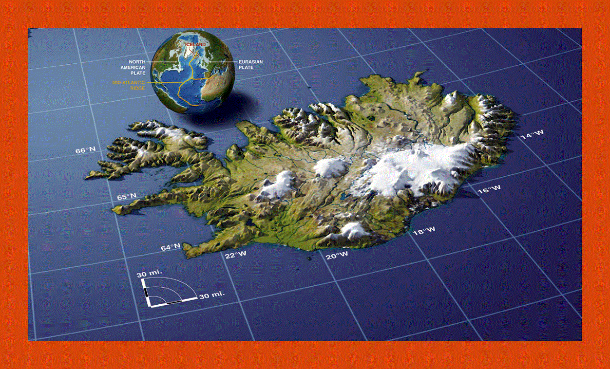 Panoramic map of Iceland