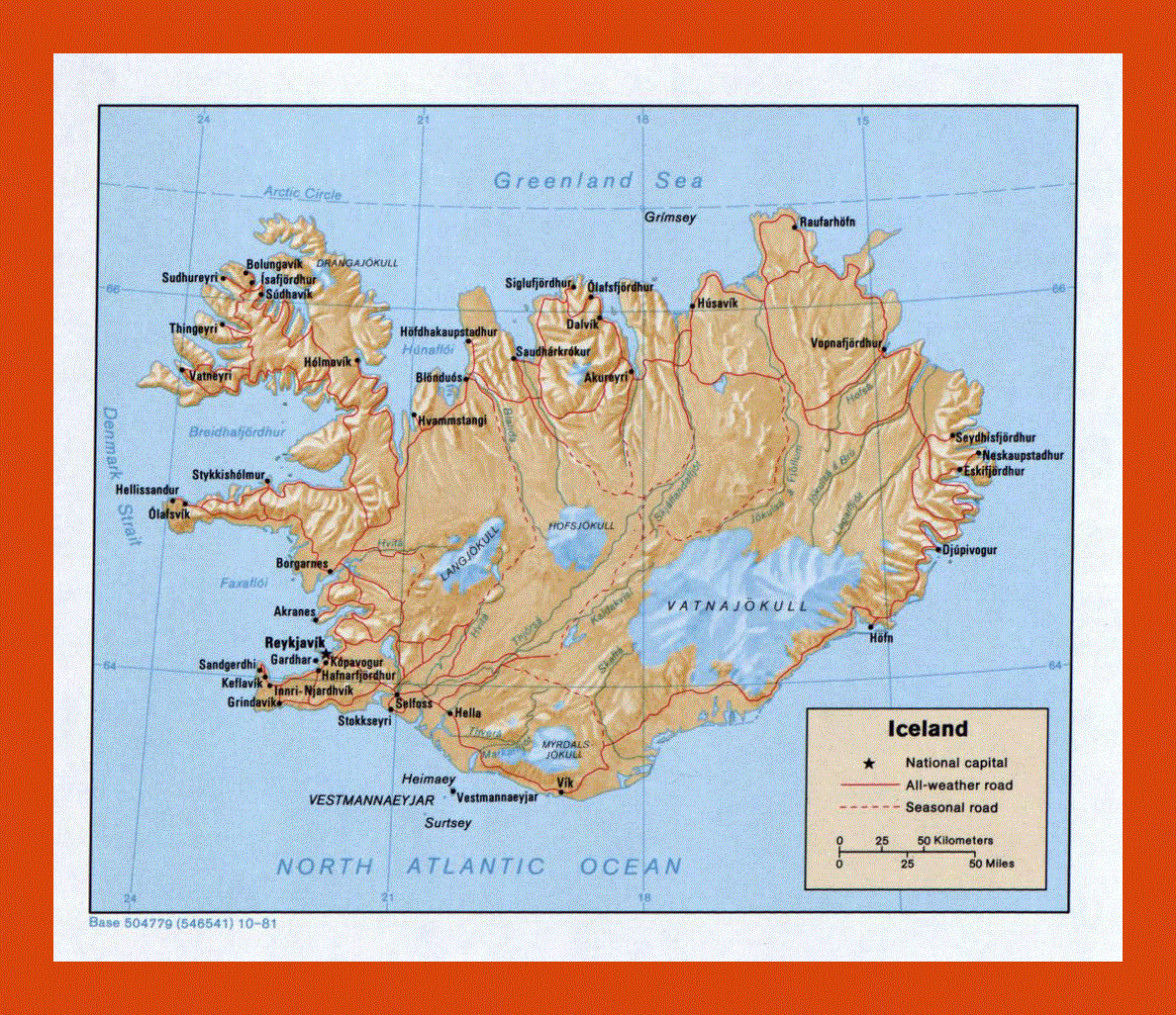 Political map of Iceland - 1981