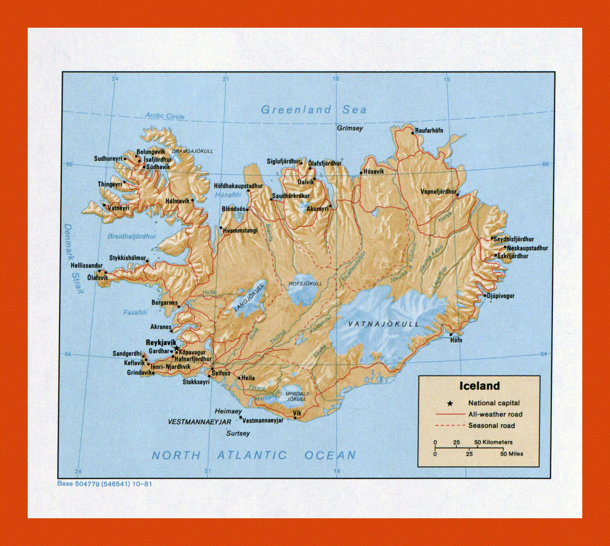 Political map of Iceland - 1981