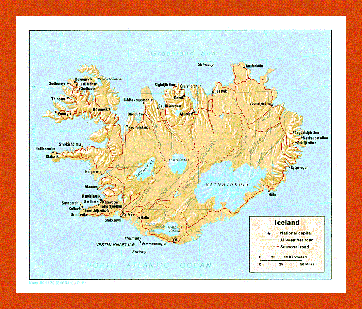 Political map of Iceland- 1981