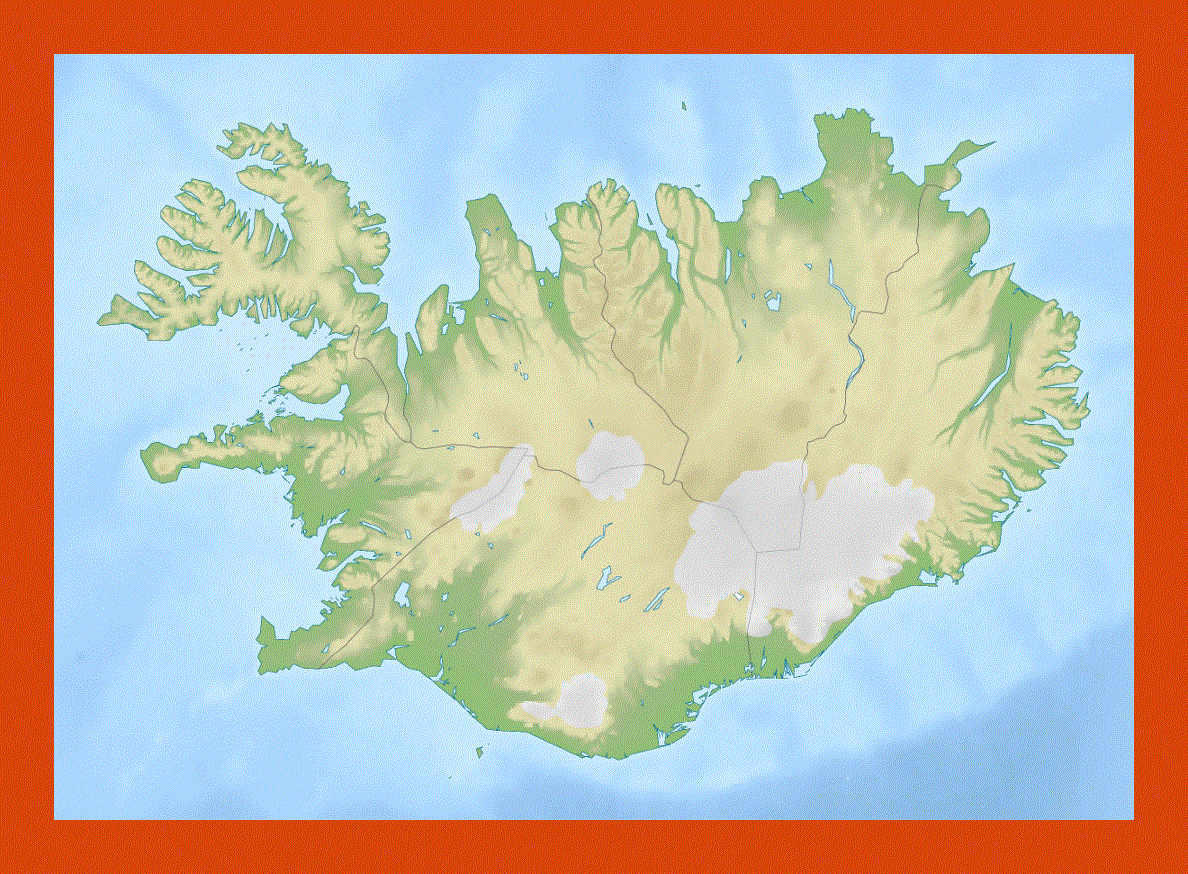 Relief map of Iceland