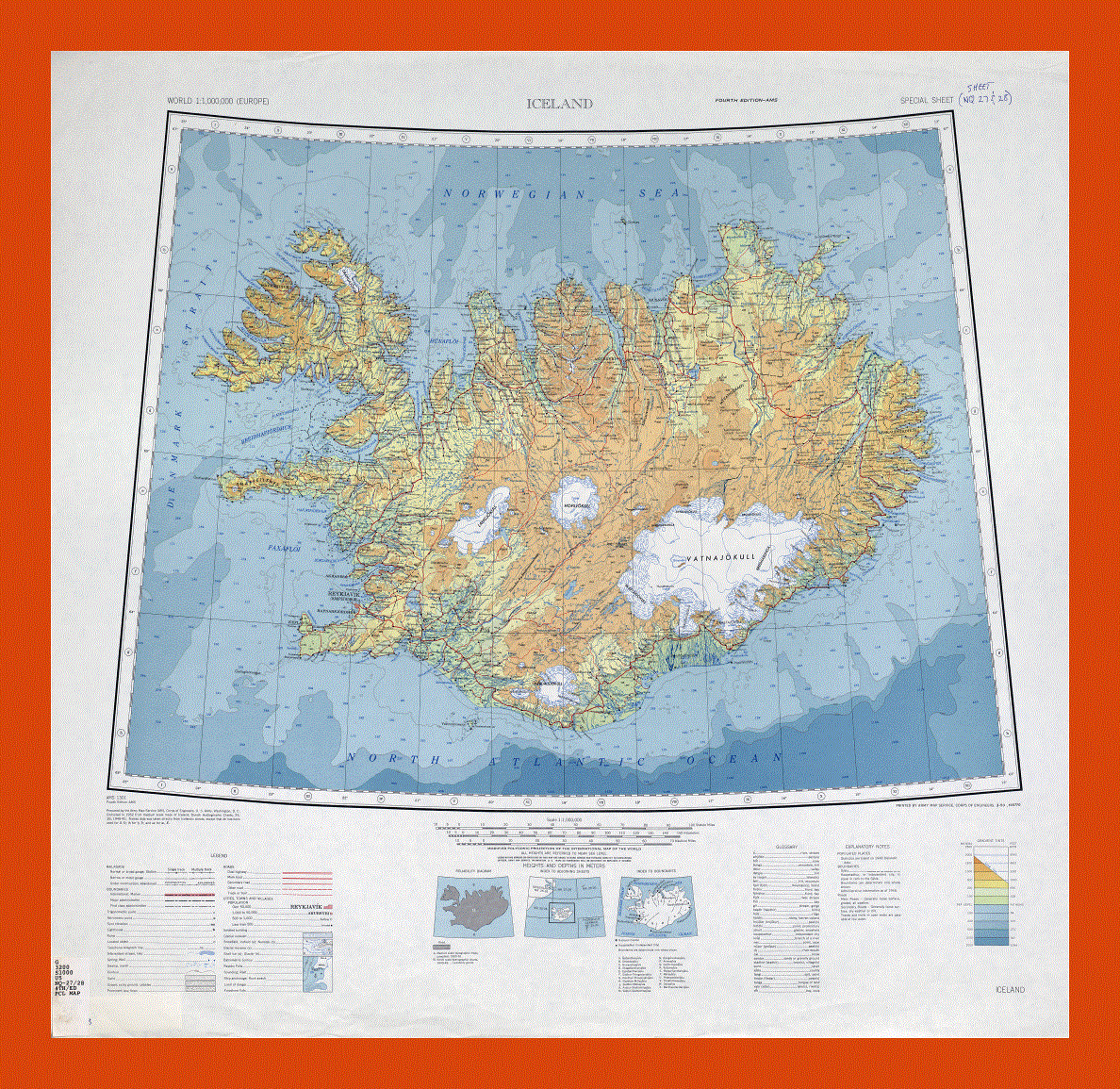 Topographical map of Iceland