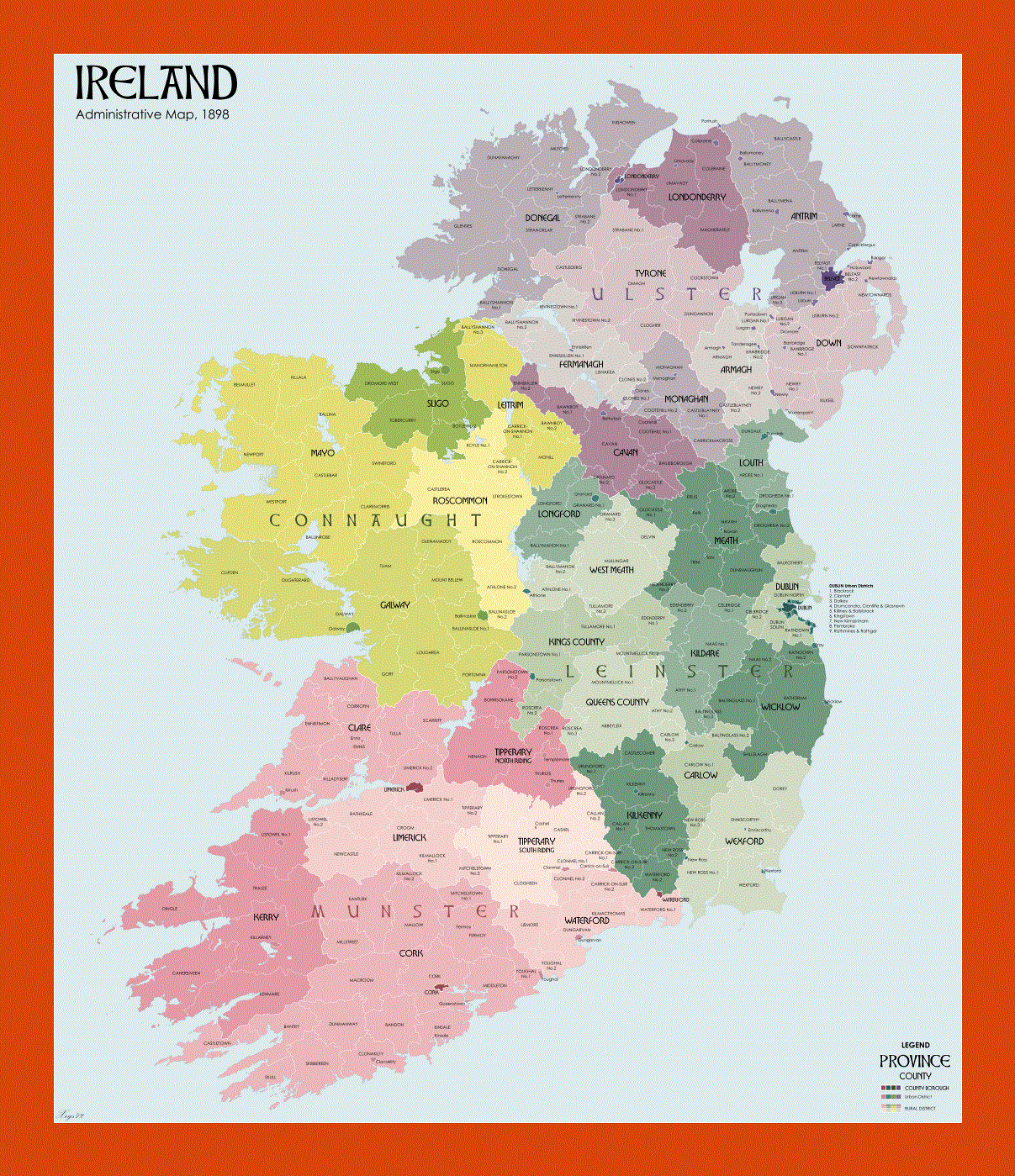 Administrative divisions map of Ireland