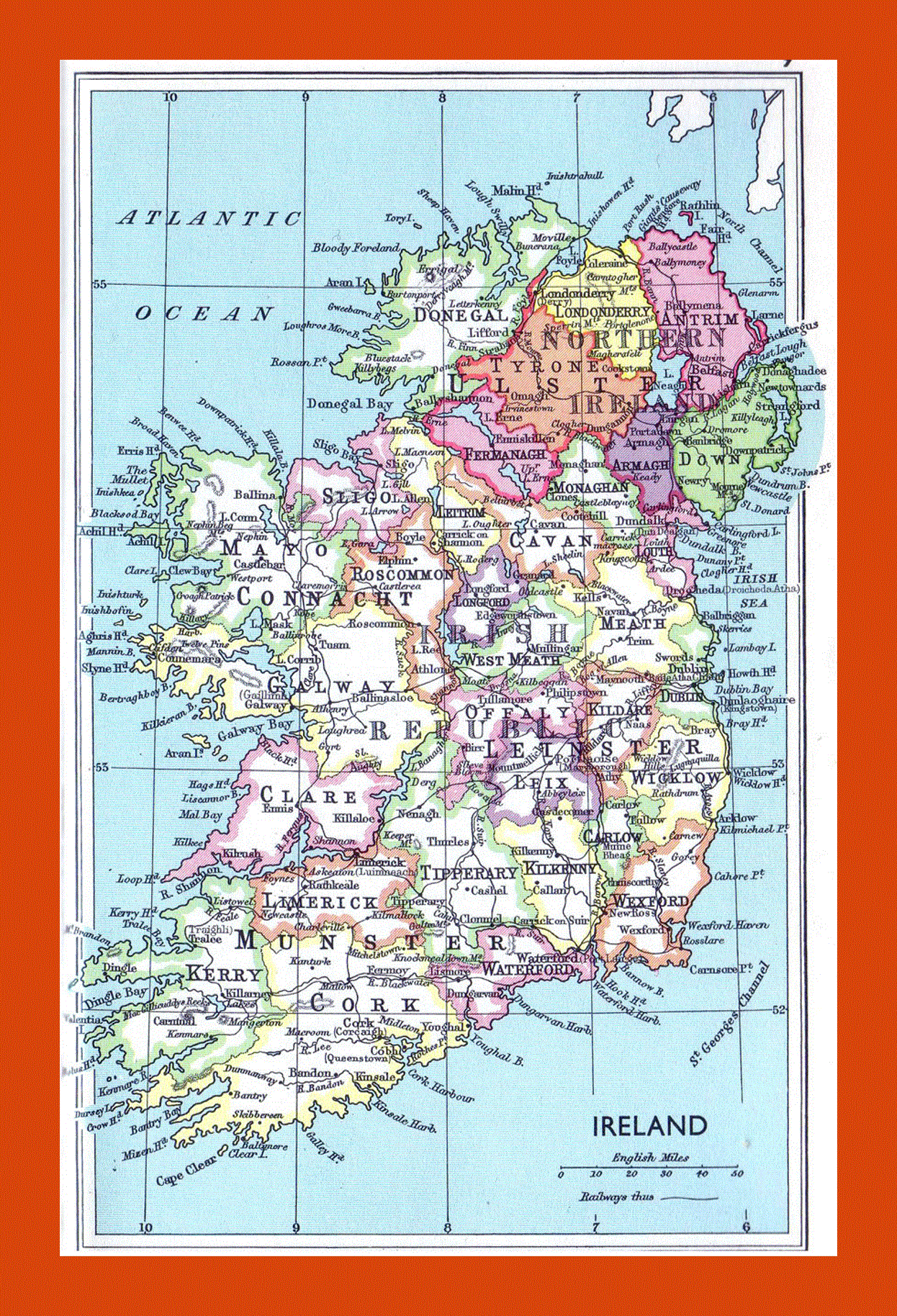 Administrative map of Ireland - 1961