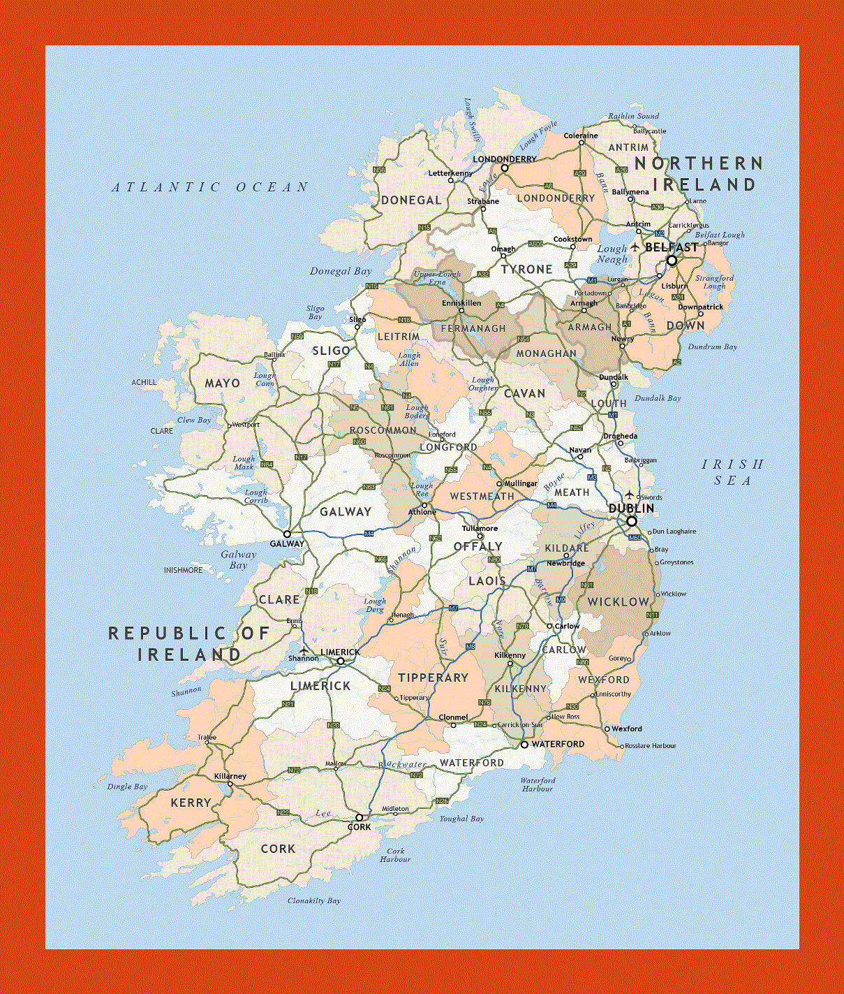 Administrative map of Ireland