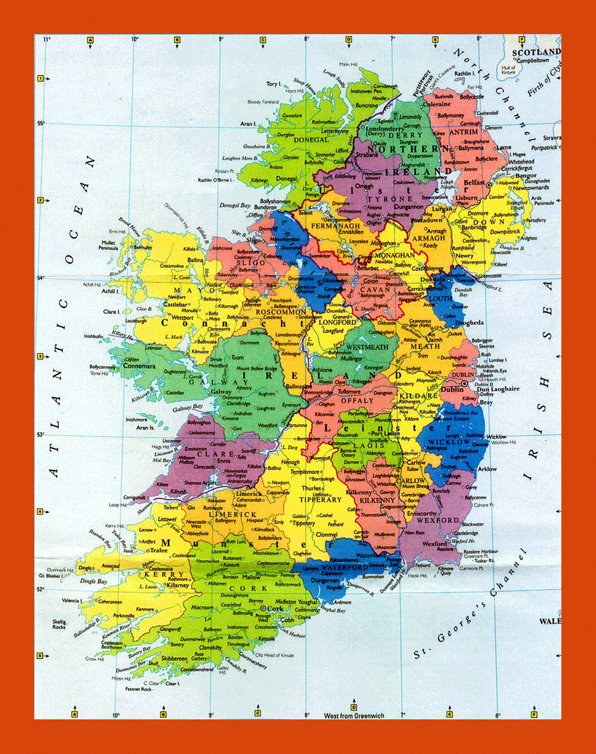 Administrative map of Ireland