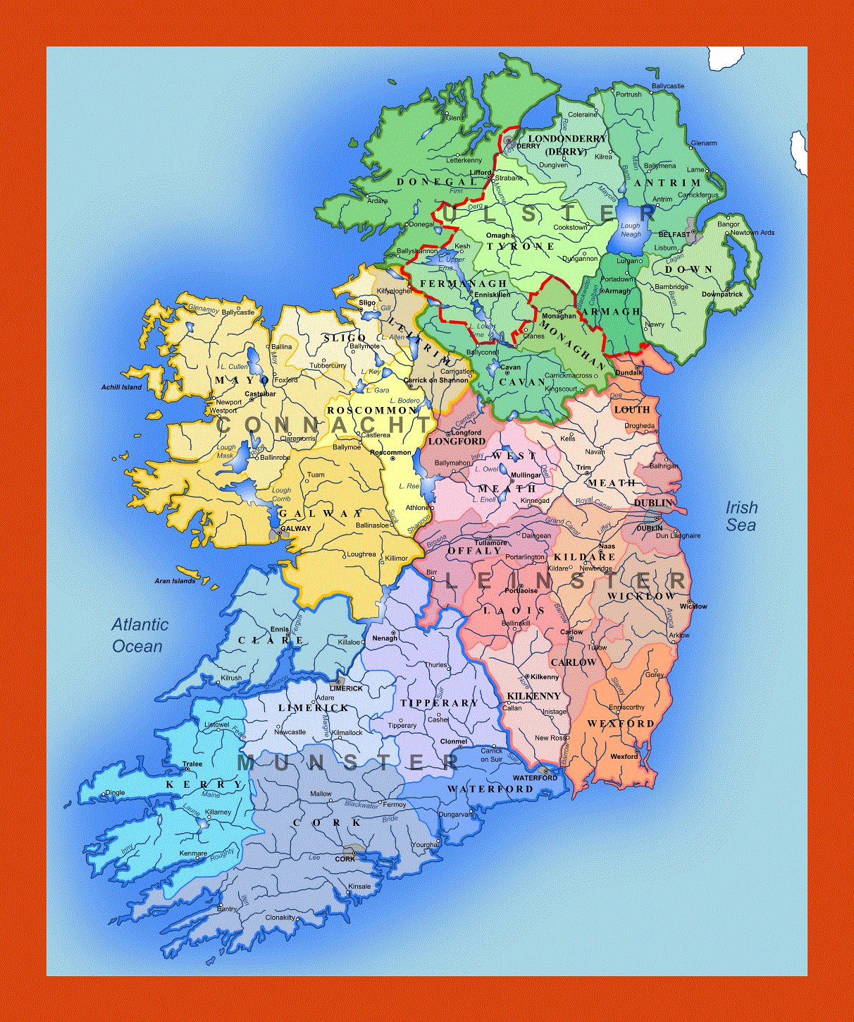 Administrative map of Ireland