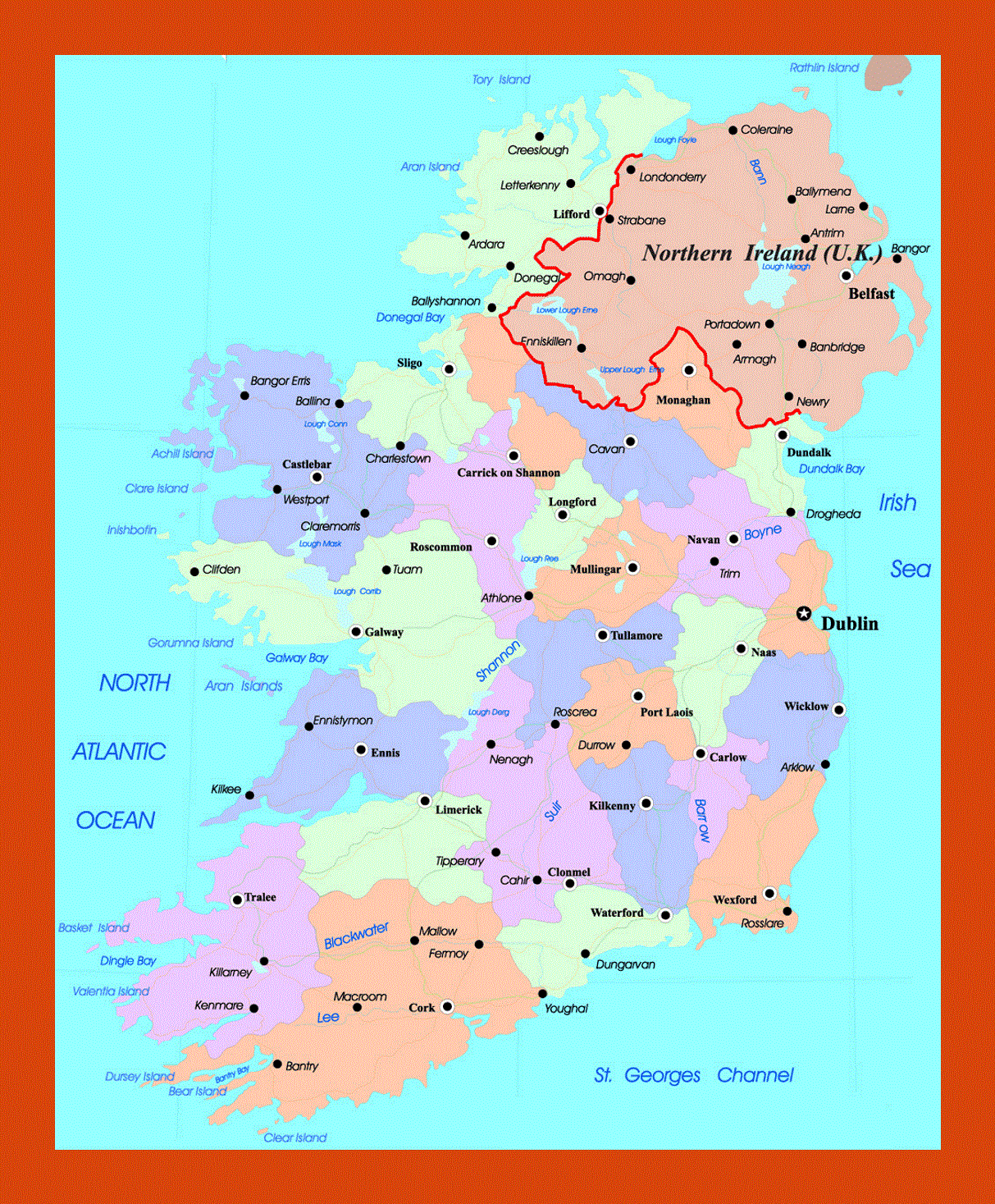 Administrative map of Ireland